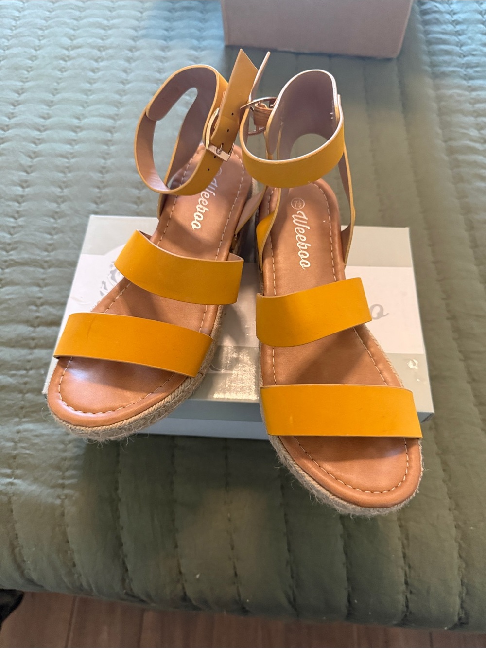 Weeboo Yellow Strappy Espadrille Sandals for Women
